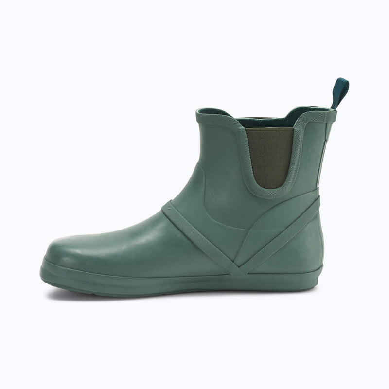 Xero Shoes Women's Gracie Barefoot Rain Boot in Green with Toe Facing Left