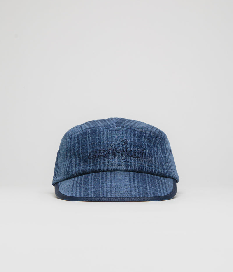 Gramicci Long Bill Cap in Indigo Checkered Plaid