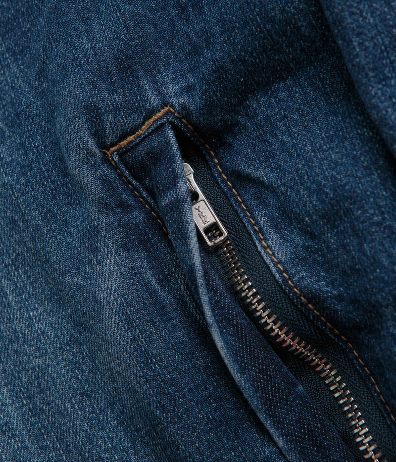 Grand Collection Denim Sherpa Track Jacket in Blue