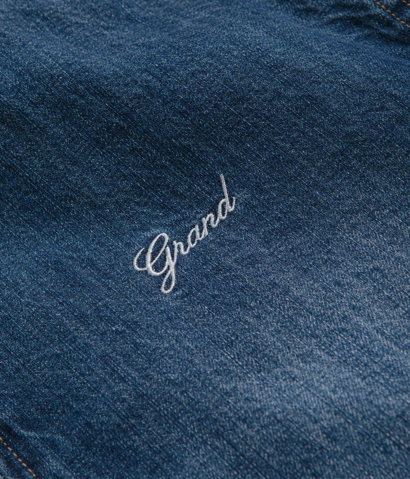 Grand Collection Denim Sherpa Track Jacket in Blue