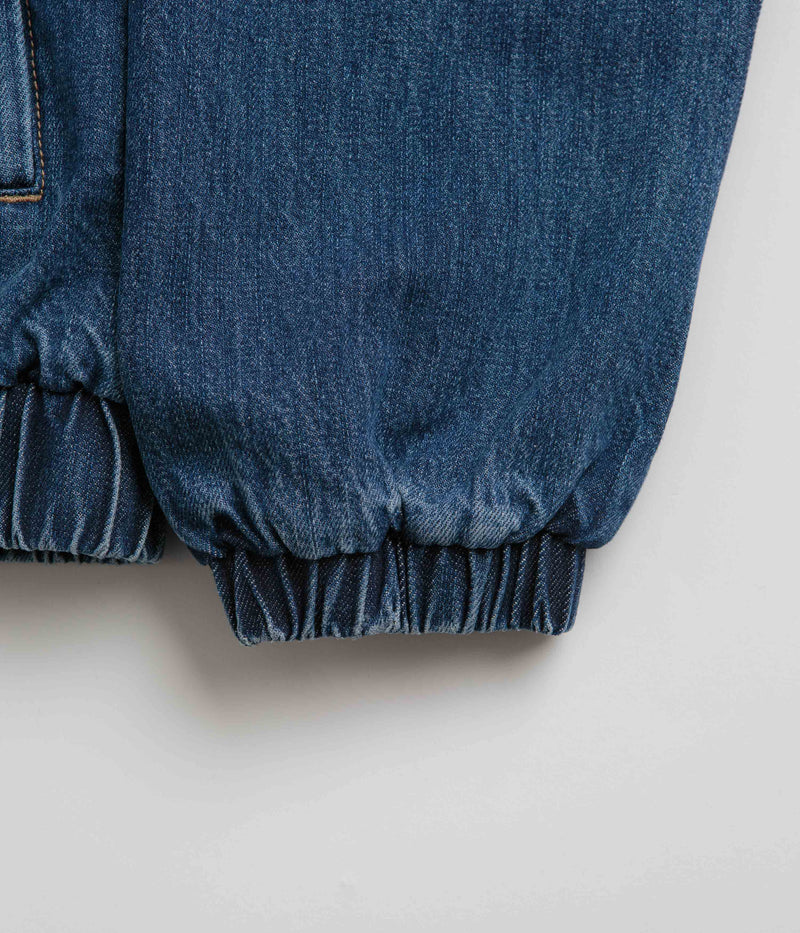 Grand Collection Denim Sherpa Track Jacket in Blue