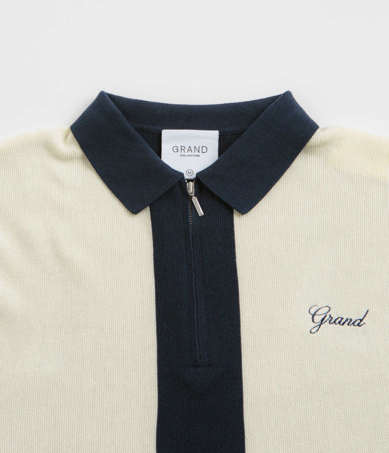 Grand Collection Knit 1/4 Zip Sweatshirt in Navy and Cream