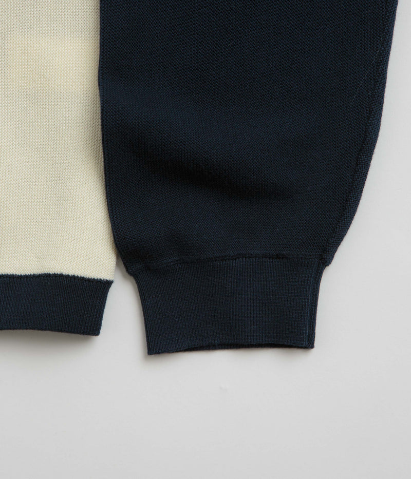 Grand Collection Knit 1/4 Zip Sweatshirt in Navy and Cream
