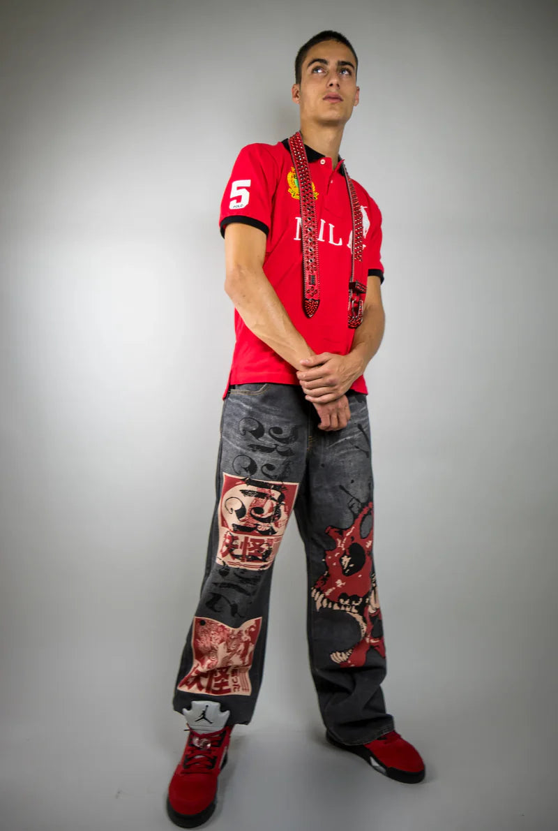 GRAPHIC PRINTED BAGGY JEANS