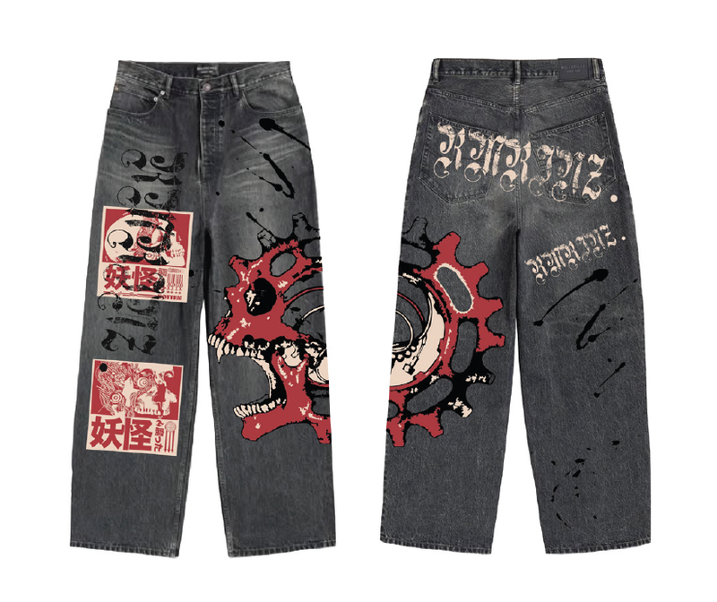 GRAPHIC PRINTED BAGGY JEANS