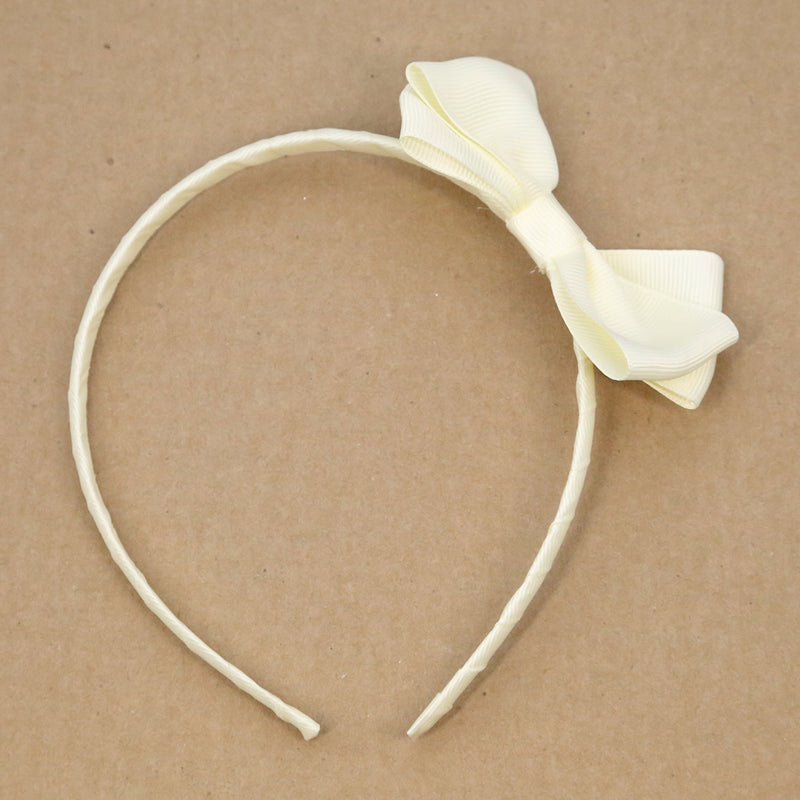 L'Amour Girls Grosgrain Bow Headband Buttercream