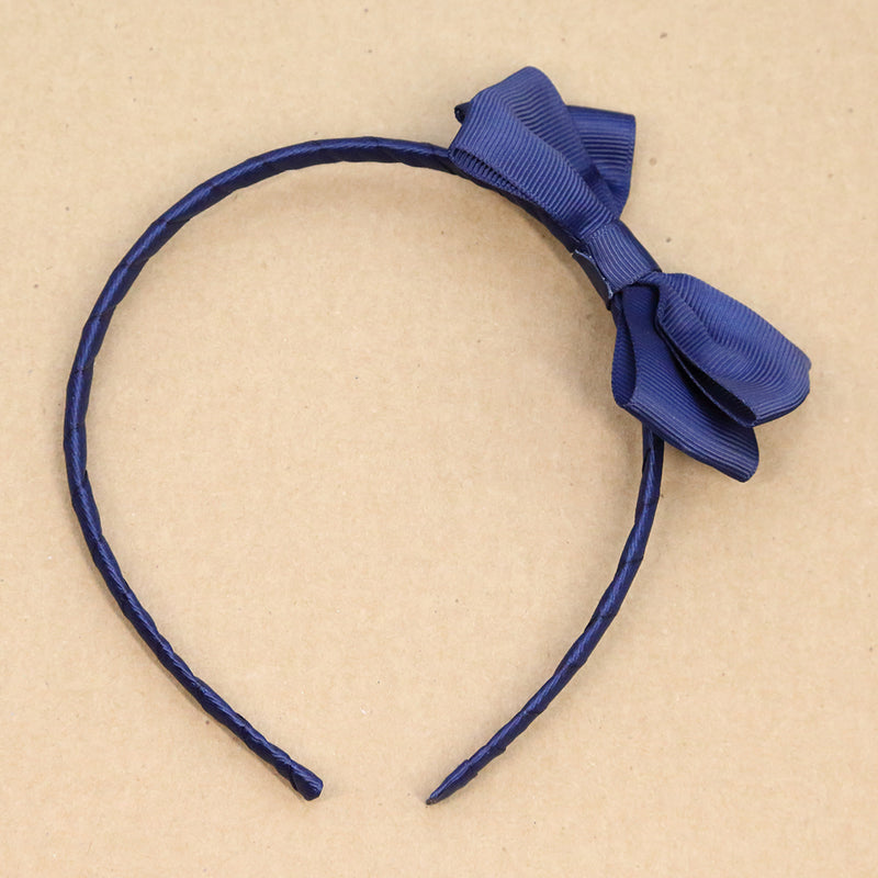 L'Amour Girls Grosgrain Bow Headband Navy
