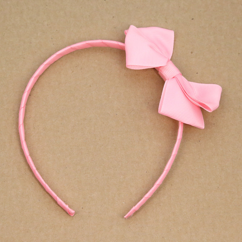 L'Amour Girls Grosgrain Bow Headband Pink