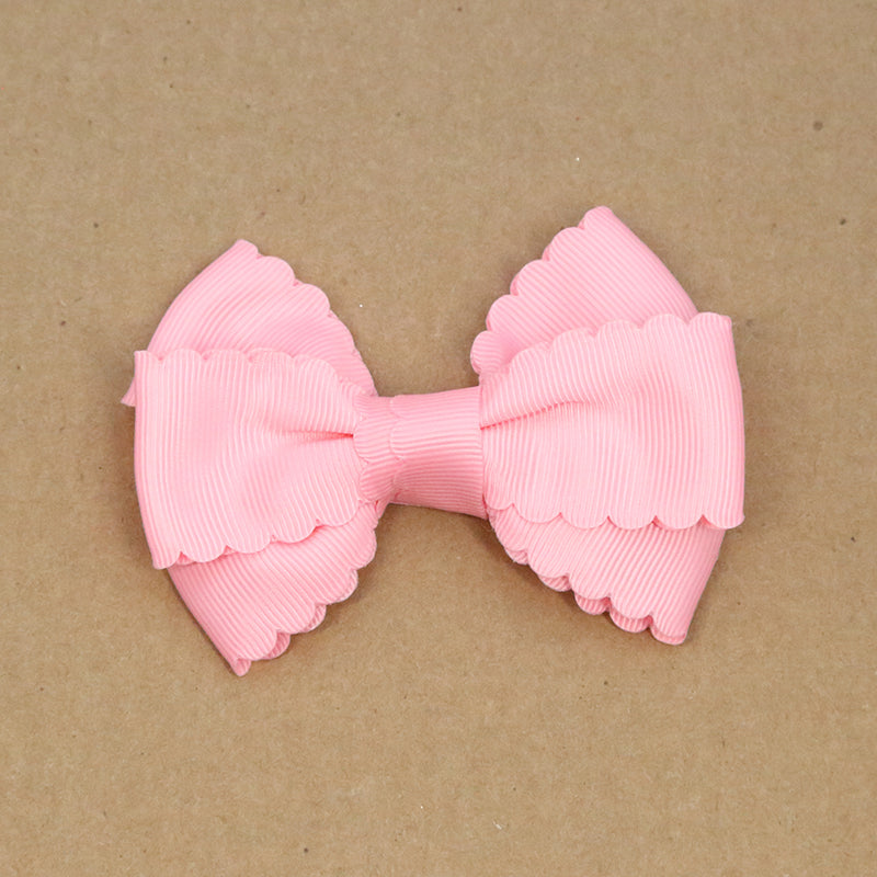 L'Amour Grosgrain Scalloped Bow Hair Clip (Pink)