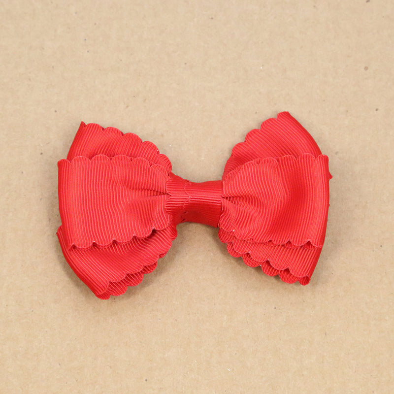 L'Amour Grosgrain Scalloped Bow Hair Clip Red