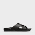 Sécra Halle black leather slides