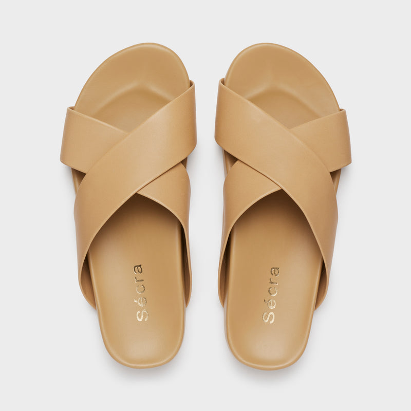 Sécra Halle tan leather slides