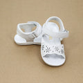 Angel Baby Shoes Hanna Girls Floral Open Toe Leather Sandal - White