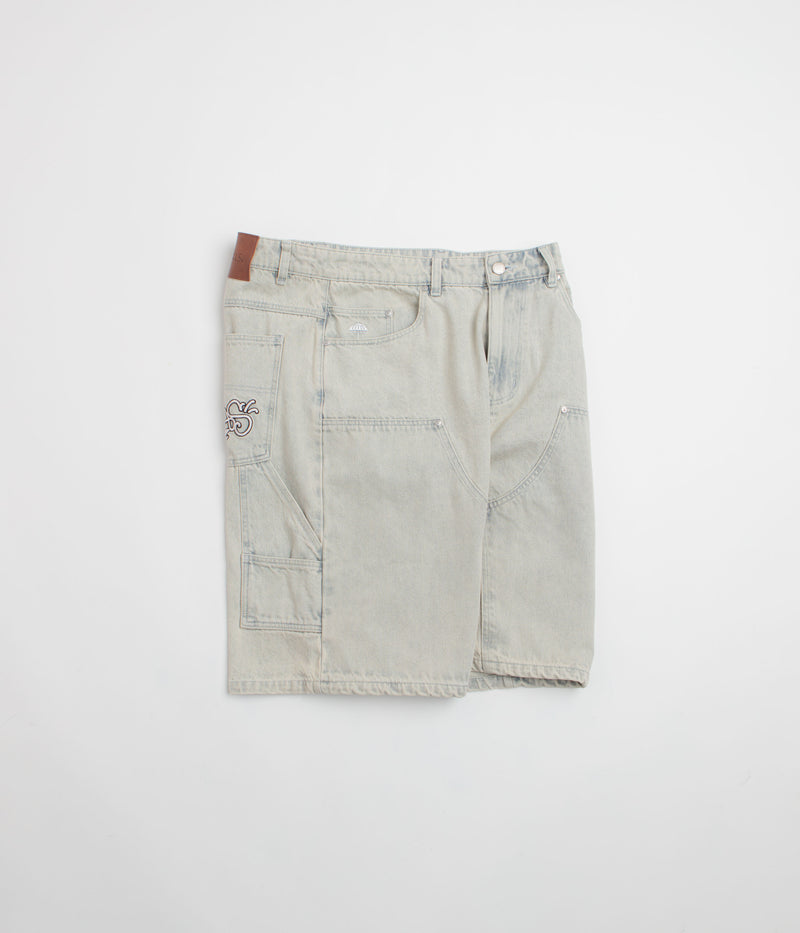Helas Double Knee Jean Shorts in Light Blue