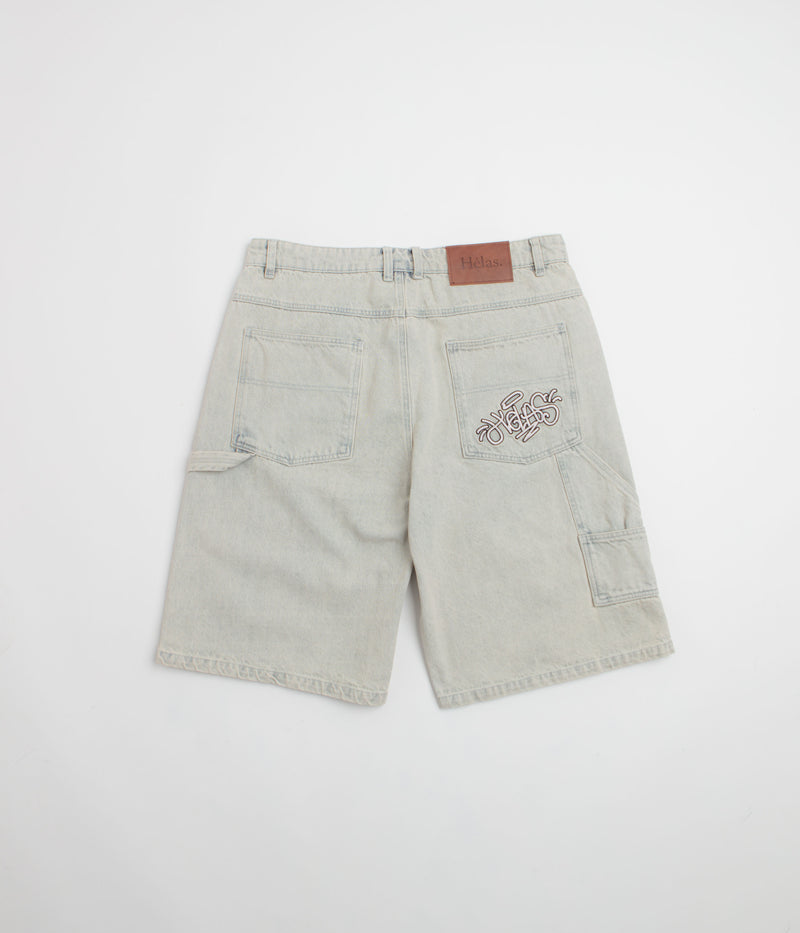 Helas Double Knee Jean Shorts in Light Blue