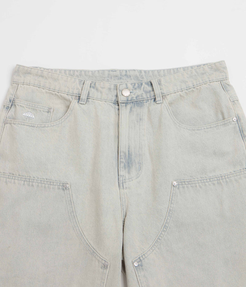 Helas Double Knee Jean Shorts in Light Blue