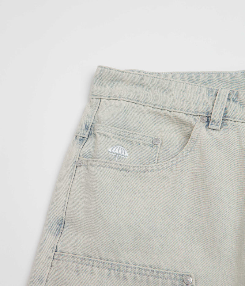Helas Double Knee Jean Shorts in Light Blue