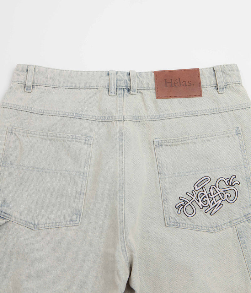 Helas Double Knee Jean Shorts in Light Blue