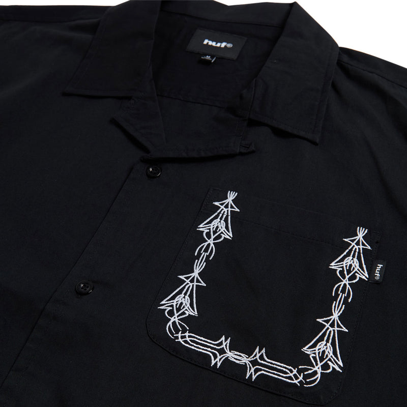 HUF Pinstripe Emb Resort Shirt - Black