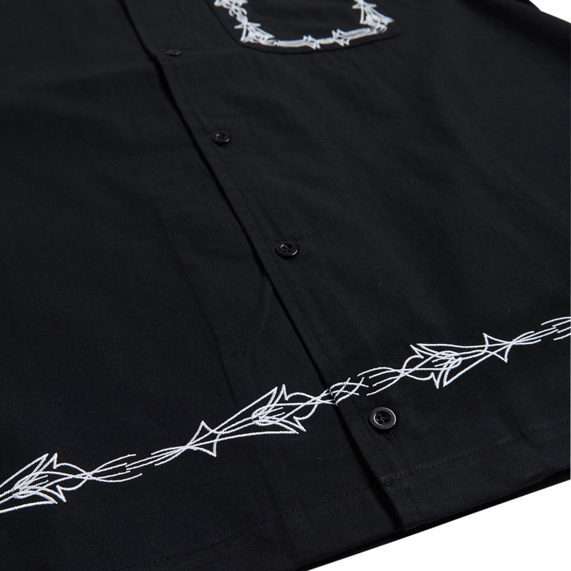HUF Pinstripe Emb Resort Shirt - Black