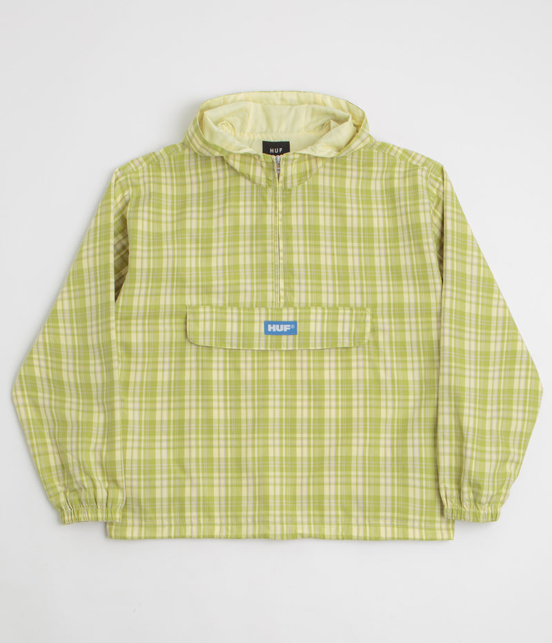 HUF Rivington Plaid Anorak 1/4 Zip Anorak in Tarragon