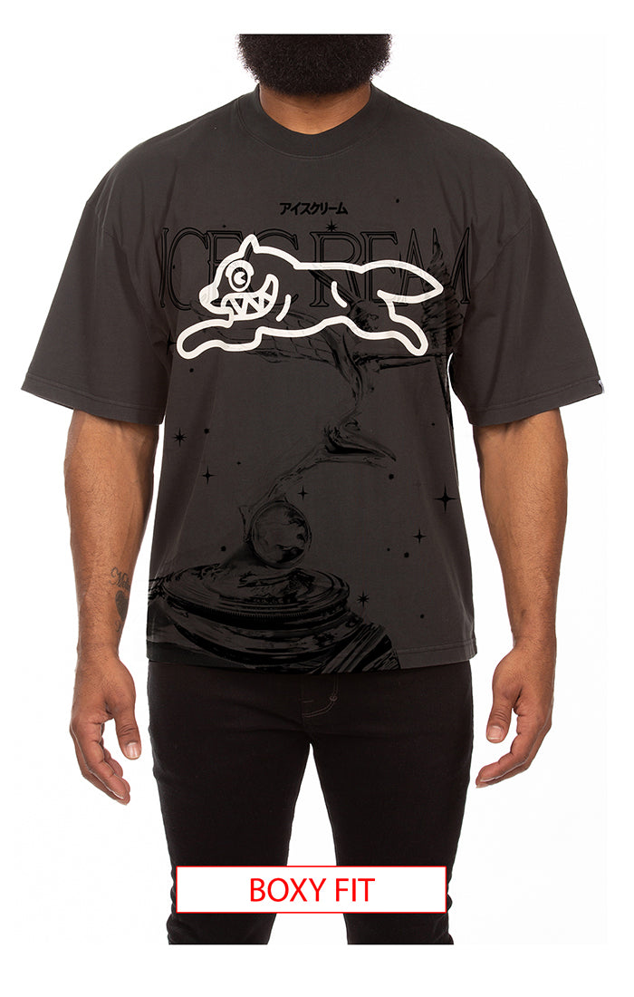 Front View of the IceCream Fudge SS Knit Graphic T Shirt