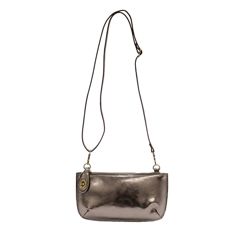 Joy Susan Liquid Metal Mini Crossbody Wristlet Clutch - Metallic Chrome