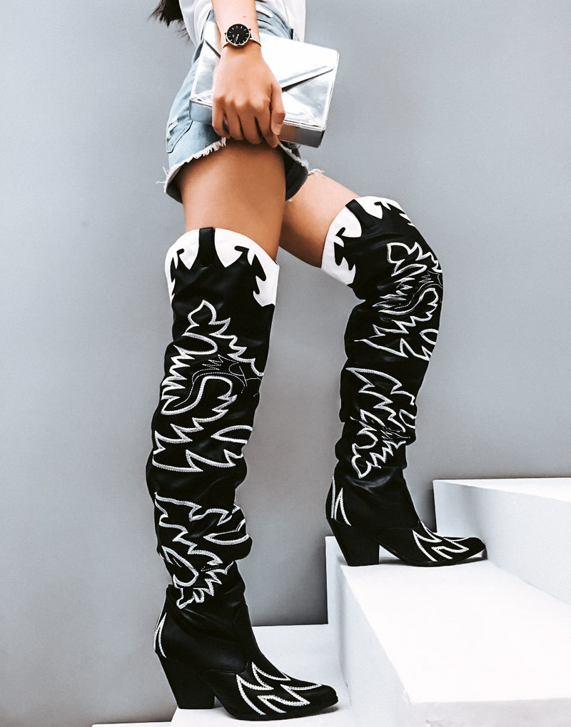 Kelsey-21 - Cape Robbin Cowboy Fashion Western Pointy Over The Knee Thigh High Boots - ShoeFad