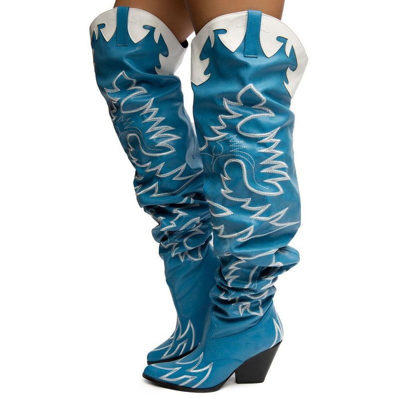Kelsey-21 - Cape Robbin Cowboy Fashion Western Pointy Over The Knee Thigh High Boots - ShoeFad