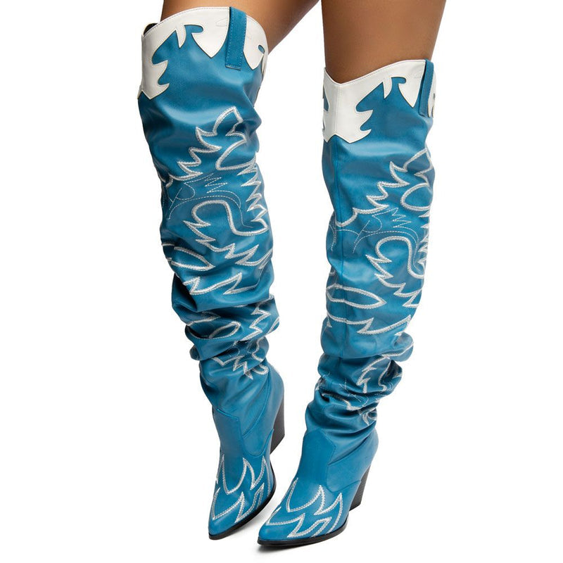 Kelsey-21 - Cape Robbin Cowboy Fashion Western Pointy Over The Knee Thigh High Boots - ShoeFad