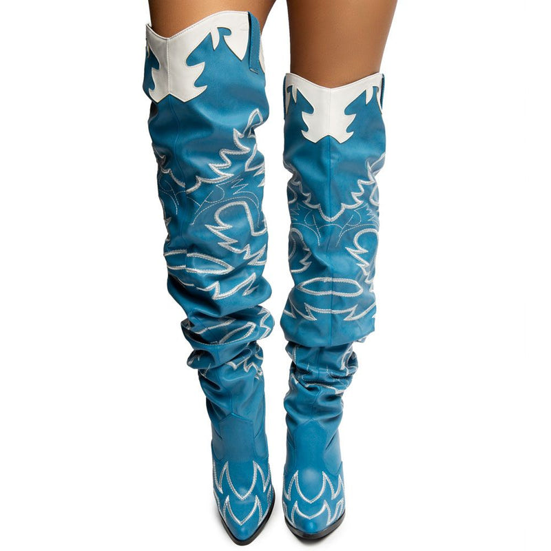 Kelsey-21 - Cape Robbin Cowboy Fashion Western Pointy Over The Knee Thigh High Boots - ShoeFad