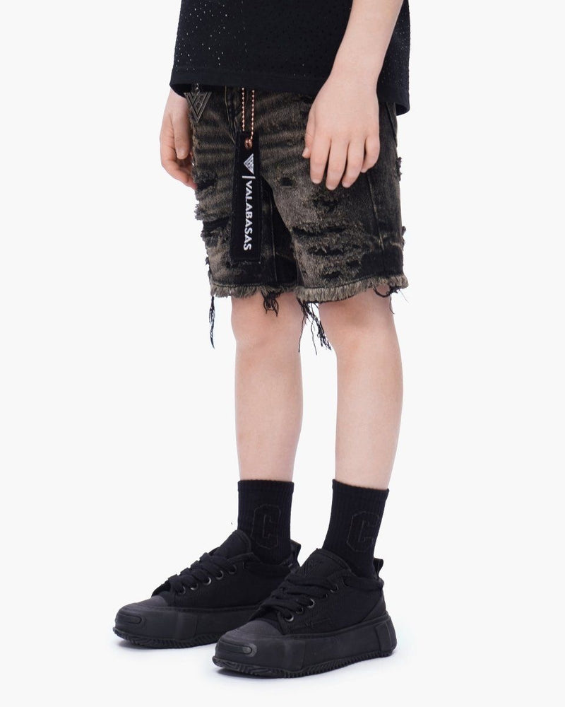 Kids Clipped Jorts Grey Washed