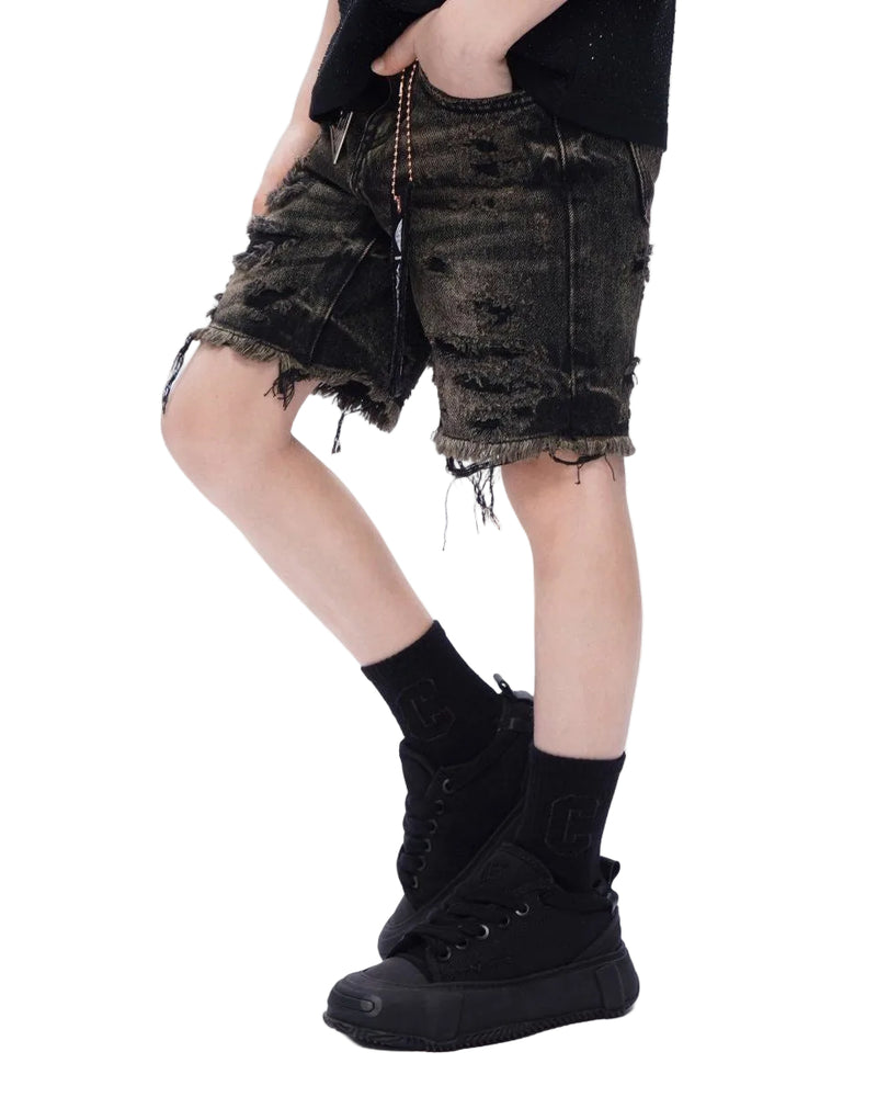 Kids Clipped Jorts Grey Washed