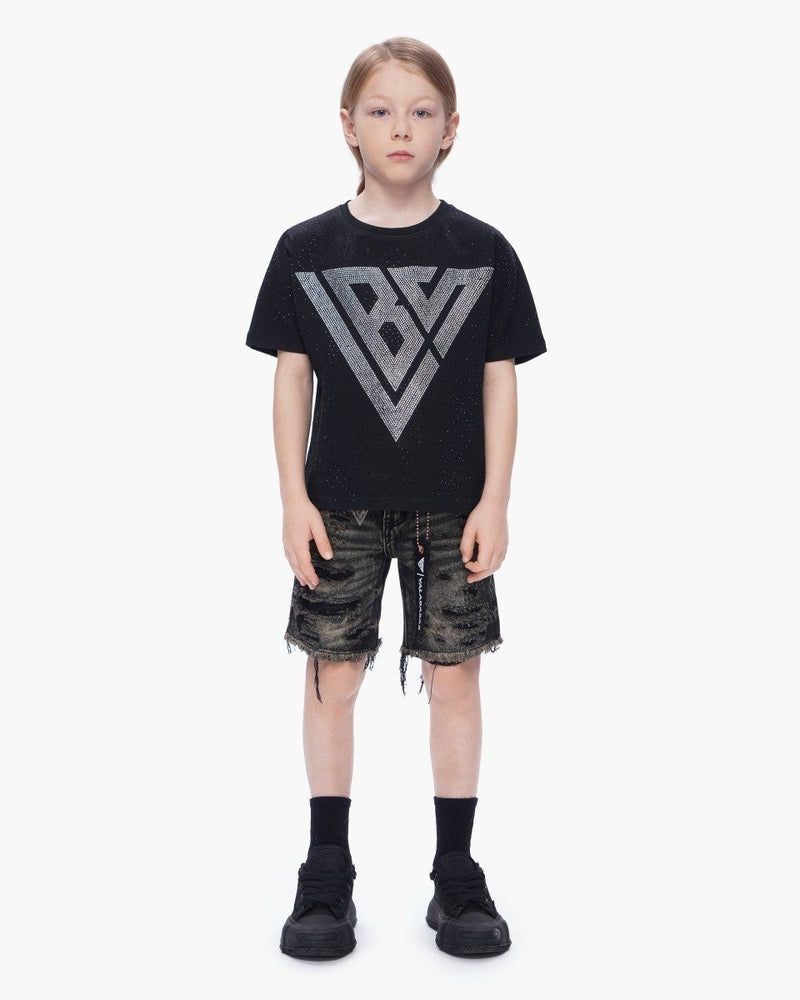 Kids Clipped Jorts Grey Washed