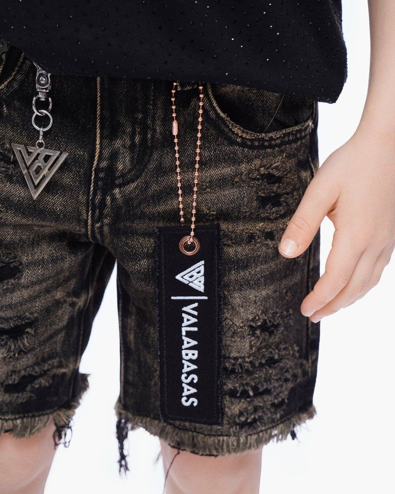 Kids Clipped Jorts Grey Washed