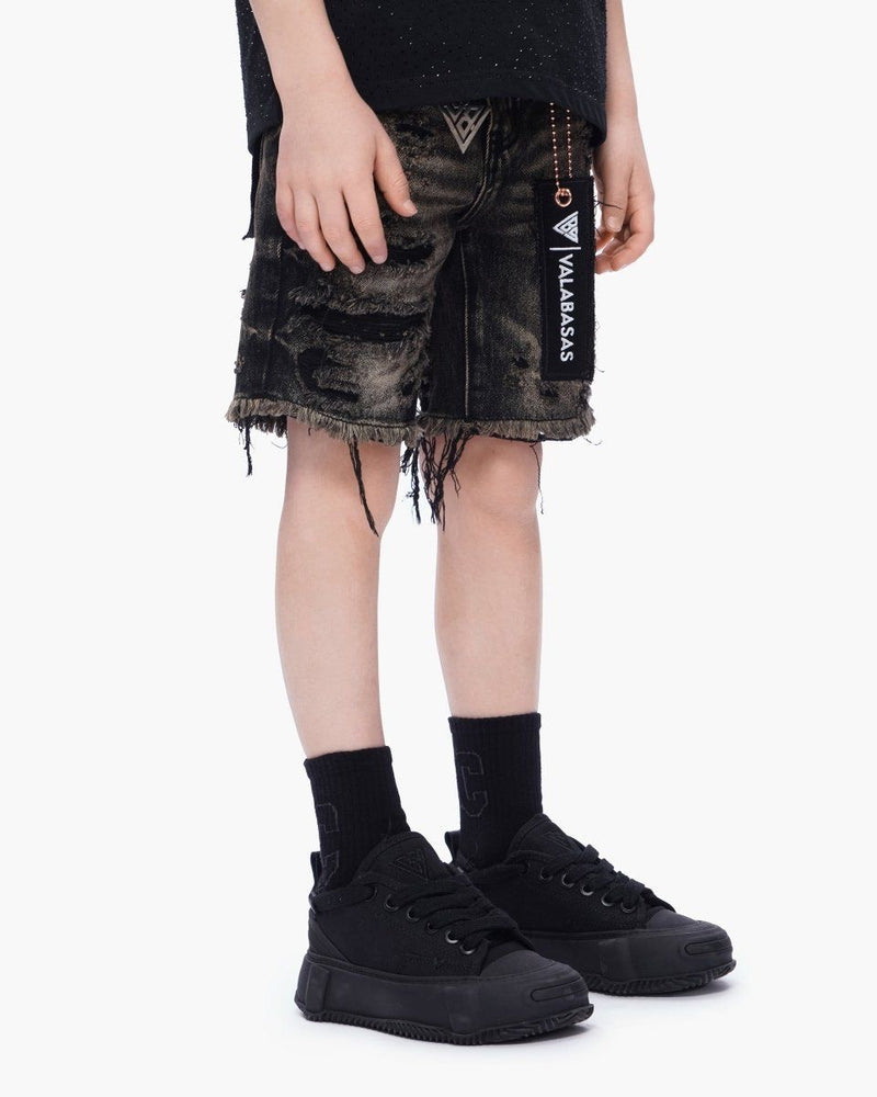 Kids Clipped Jorts Grey Washed