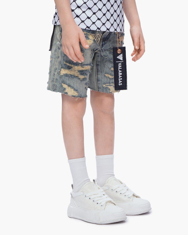 Kids Incise Jorts Vintage Wash