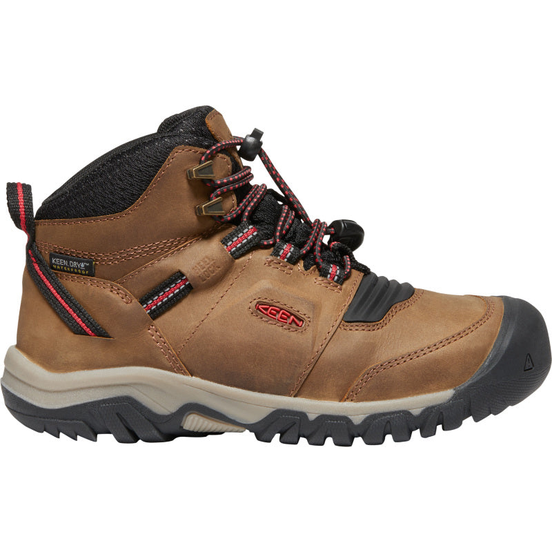 Kids' KEEN Ridge Flex Mid - Little Kid/Big Kid – Bison/Red Carpet