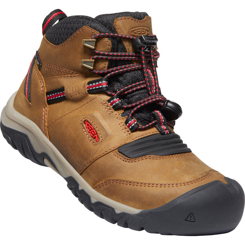 Kids' KEEN Ridge Flex Mid - Little Kid/Big Kid – Bison/Red Carpet