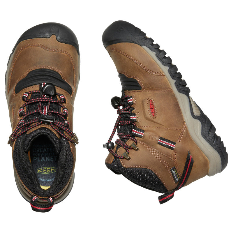 Kids' KEEN Ridge Flex Mid - Little Kid/Big Kid – Bison/Red Carpet