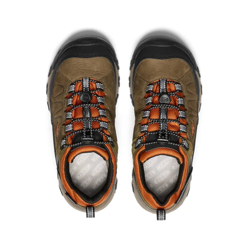 Kids’ KEEN Targhee IV Low Waterproof - Big Kid – Dark Olive/Gold Flame