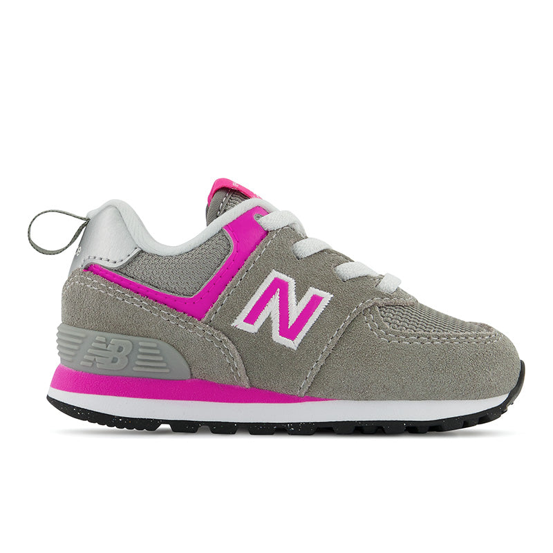 Kids’ New Balance 574 Core Bungee – Baby/Toddler – Grey/Pink