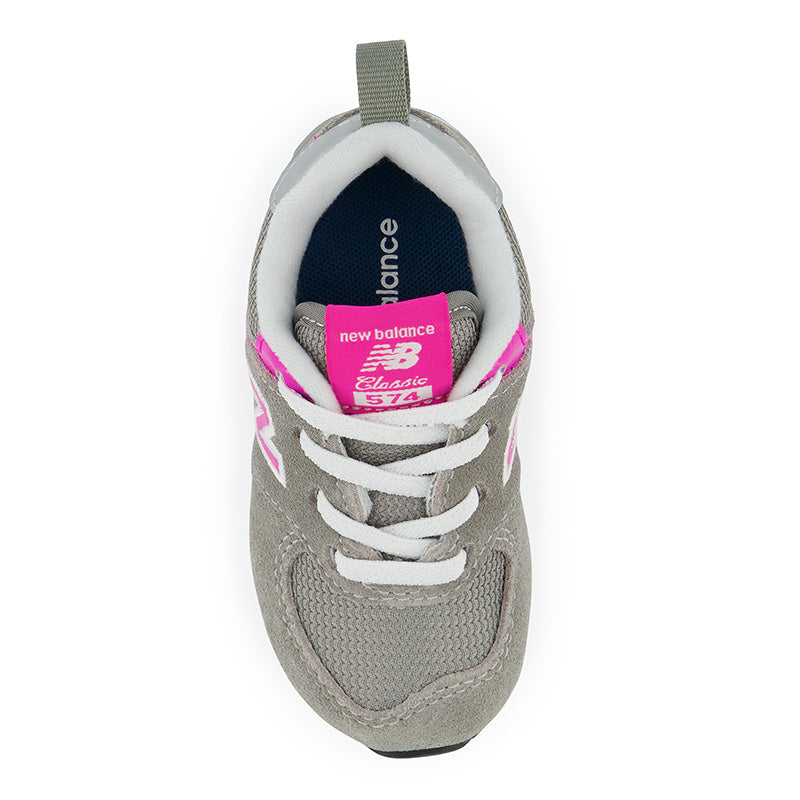 Kids’ New Balance 574 Core Bungee – Baby/Toddler – Grey/Pink