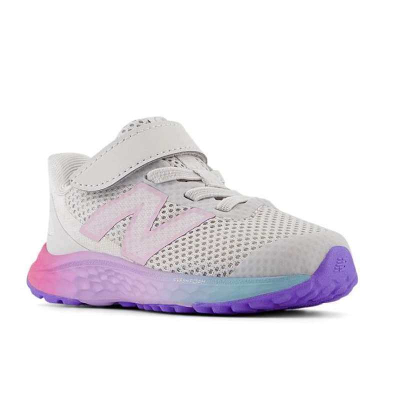 Kids’ New Balance Fresh Foam Arishi v4 Bungee Lace with Top Strap - Baby/Toddler – Grey Matter/Mid Century Pink/Lilac Glo