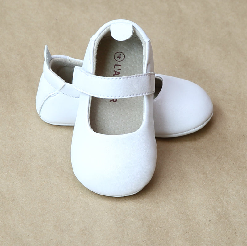 L'Amour Baby Infant Girls White Leather Classic Crib Mary Jane - Petitfoot.com