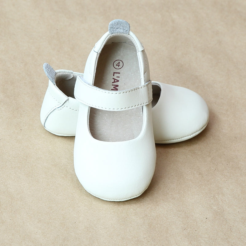 L'Amour Baby Infant Girls Cream Leather Classic Crib Mary Jane - Petitfoot.com