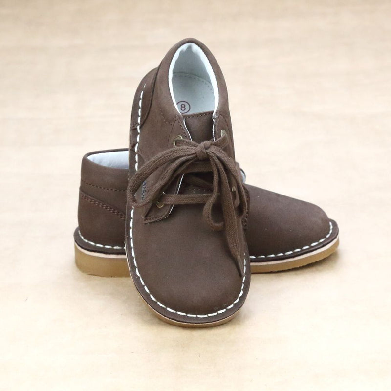 L'Amour Toddler Boys Hugo Lace Up Boots In Nubuck Leather - Petitfoot.com