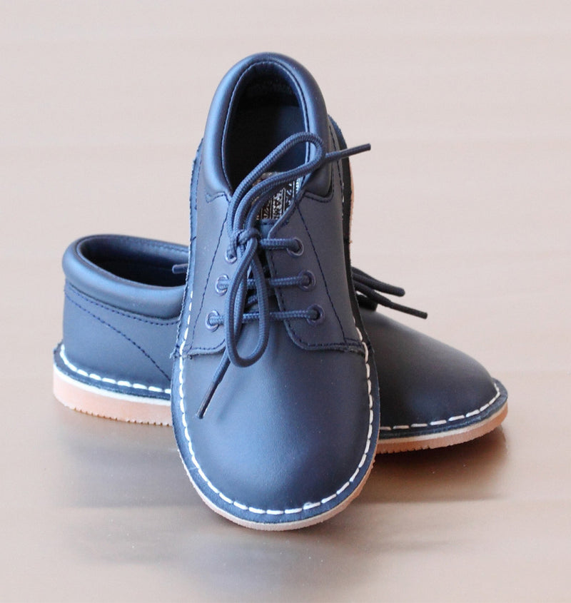 L'Amour Boys Navy Leather Lace Up Shoes