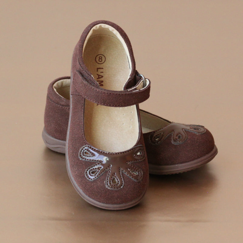 L'Amour Girls Brown Butterfly Mary Jane