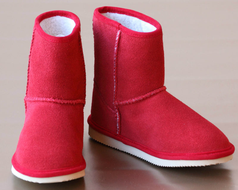 L'Amour Girls Red Faux Shearling Boot